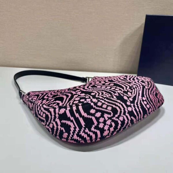 Prada Women Cleo Jacquard Knit and Leather Bag-Pink (6)