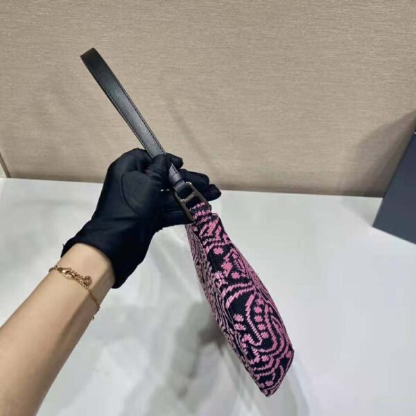 Prada Women Cleo Jacquard Knit and Leather Bag-Pink (7)