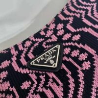 Prada Women Cleo Jacquard Knit and Leather Bag-Pink (1)