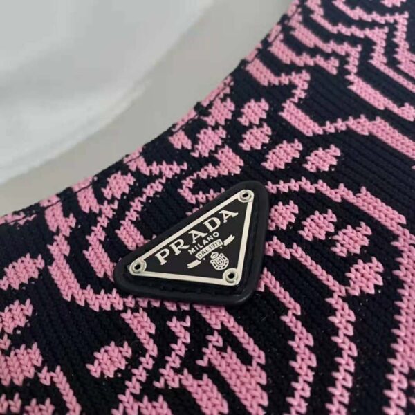 Prada Women Cleo Jacquard Knit and Leather Bag-Pink (9)