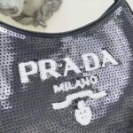 Prada Women Cleo Sequined Bag with Embroidered Lettering Logo on the Front - Image 7