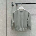 Prada Women Cropped Lurex Cardigan with Intarsia Logo-Silver – Bild 3