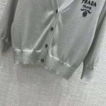 Prada Women Cropped Lurex Cardigan with Intarsia Logo-Silver – Bild 8