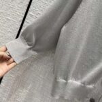 Prada Women Cropped Lurex Cardigan with Intarsia Logo-Silver – Bild 7