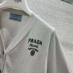 Prada Women Cropped Lurex Cardigan with Intarsia Logo-Silver – Bild 6
