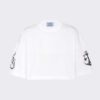 Prada Women Cropped Printed Jersey T-Shirt-White