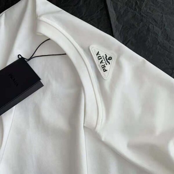 Prada Women Cropped Printed Jersey T-Shirt-White (10)