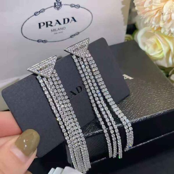 Prada Women Crystal Logo Jewels Zirconia Earrings (4)