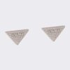 Prada Women Crystal Logo Jewels Zirconia Earrings-Silver
