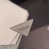 Prada Women Crystal Logo Jewels Zirconia Earrings-Silver (1)