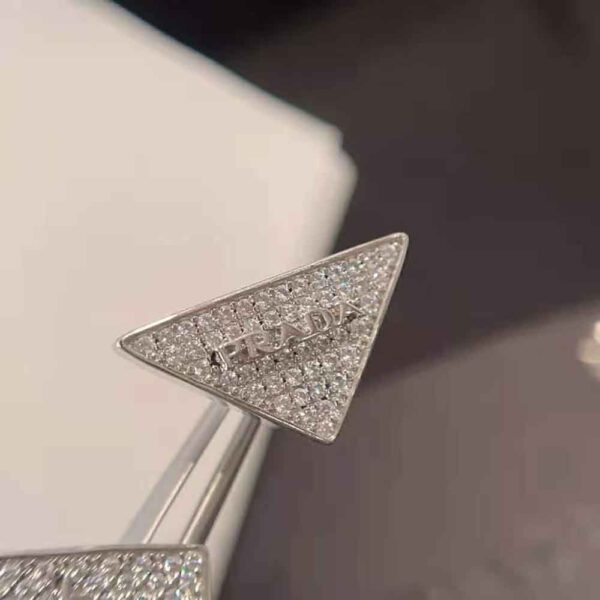 Prada Women Crystal Logo Jewels Zirconia Earrings-Silver (4)