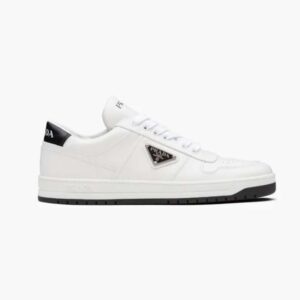 Prada Men Downtown Perforated Leather Sneakers-White