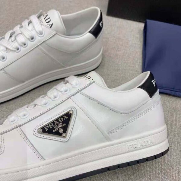 Prada Women Downtown Perforated Leather Sneakers-White (10)