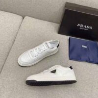 Prada Women Downtown Perforated Leather Sneakers-White (1)