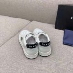 Prada Men Downtown Perforated Leather Sneakers-White - Image 6