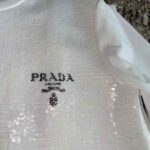 Prada Women Embroidered Cotton T-shirt-White - Imagen 8