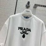 Prada Women Embroidered Interlock Crop T-shirt-White - Imagen 4