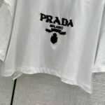 Prada Women Embroidered Interlock Crop T-shirt-White - Imagen 6