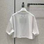 Prada Women Embroidered Interlock Crop T-shirt-White - Imagen 3