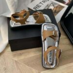 Prada Women Flat Rectangular Leather Sandals-Brown - Bild 7