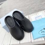 Prada Women Foam Rubber Mules With Embossed Rubber Triangle Logo-Black - Bild 2