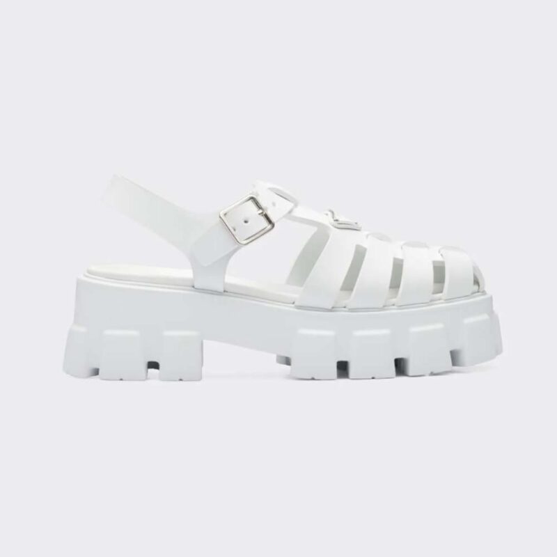 Sandali da donna Prada in gommapiuma con tacco alto 55 mm - Bianco