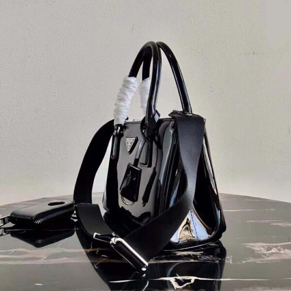 Prada Women Galleria Brushed Leather Small Bag-Black (3)