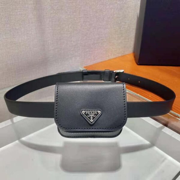 Prada Women Leather Belt With a Hybrid Multifunctional Design-black (2)