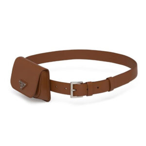 Prada Women Leather Belt With a Hybrid Multifunctional Design-Brown