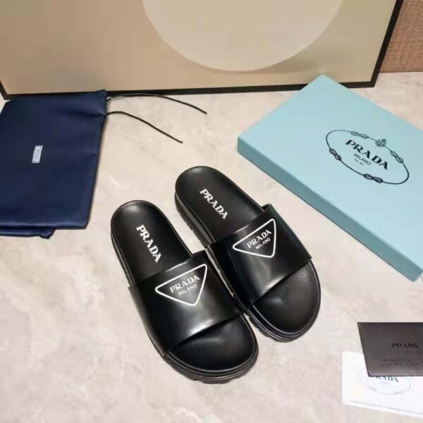 Prada Women Leather Slides in 20mm Heel-Black (2)