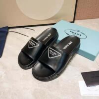 Prada Women Leather Slides in 20mm Heel-Black (1)