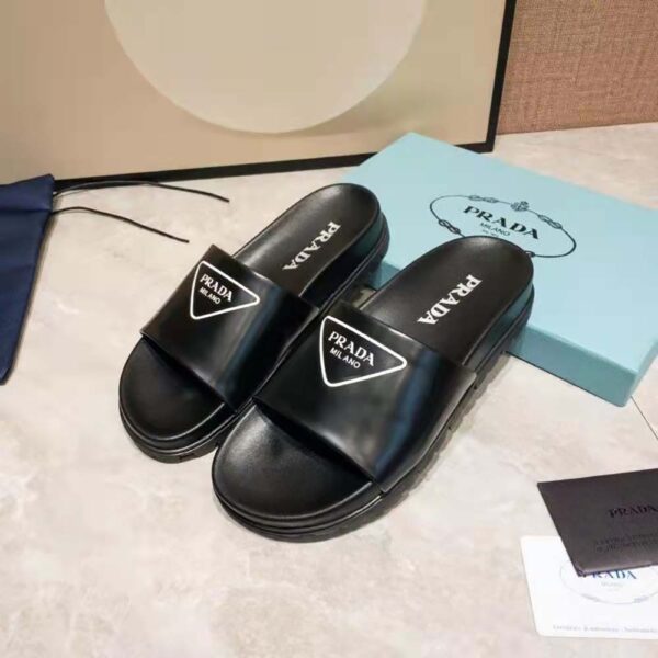 Prada Women Leather Slides in 20mm Heel-Black (3)
