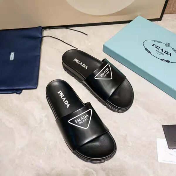 Prada Women Leather Slides in 20mm Heel-Black (4)