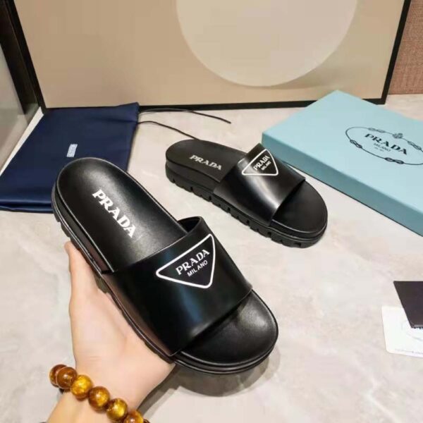 Prada Women Leather Slides in 20mm Heel-Black (7)