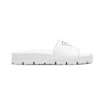 Prada Women Leather Slides in 20mm Heel-White