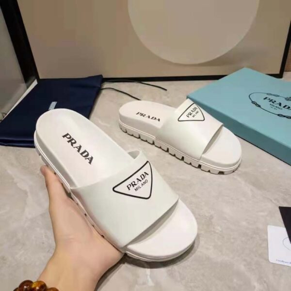 Prada Women Leather Slides in 20mm Heel-White (3)