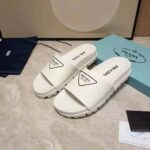 Prada Women Leather Slides in 20mm Heel-White – Image 3