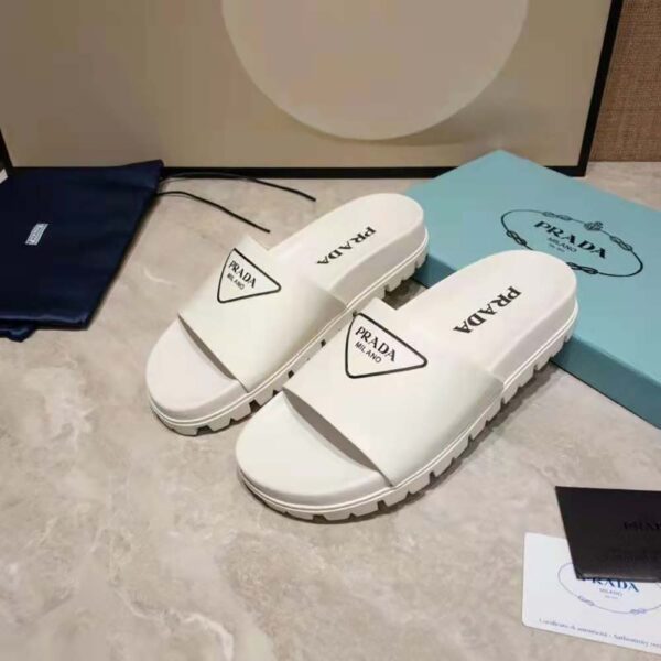 Prada Women Leather Slides in 20mm Heel-White (4)