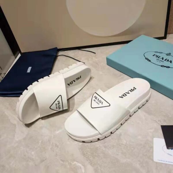 Prada Women Leather Slides in 20mm Heel-White (5)