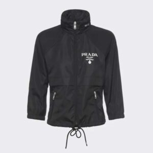 Prada Women Light Re-Nylon Rain Jacket-Black