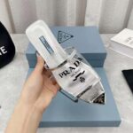 Prada Women Logo-Print Plexiglas Slides-Silver - immagine 9