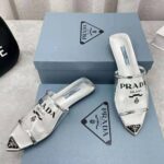 Prada Women Logo-Print Plexiglas Slides-Silver - immagine 5