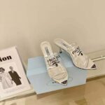 Prada Women Logo-print Plexiglas High-Heel Slides in 75mm Heel Height - Image 2