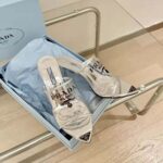 Prada Women Logo-print Plexiglas High-Heel Slides in 75mm Heel Height - Image 3