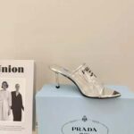 Prada Women Logo-print Plexiglas High-Heel Slides in 75mm Heel Height - Image 6