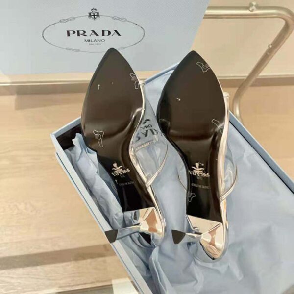 Prada Women Logo-print Plexiglas High-Heel Slides in 75mm Heel Height (9)