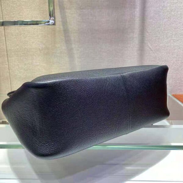 Prada Women Medium Leather handbag with the Prada Metal Lettering Logo Illuminating Its Center-black (6)