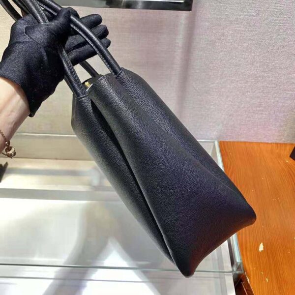 Prada Women Medium Leather handbag with the Prada Metal Lettering Logo Illuminating Its Center-black (7)