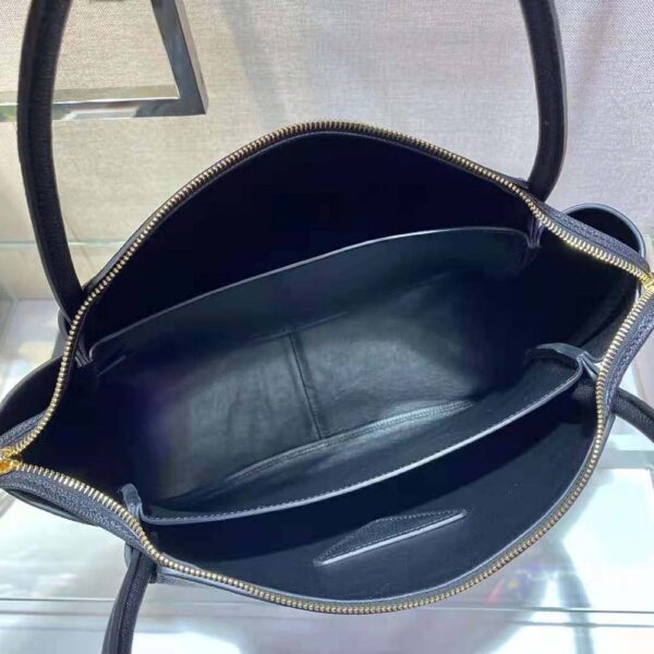 Prada Women Medium Leather handbag with the Prada Metal Lettering Logo Illuminating Its Center-black (9)