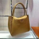 Prada Women Medium Leather Handbag with the Prada Metal Lettering Logo Illuminating Its Center-Brown - immagine 6